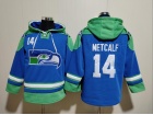 Seattle Seahawks #14 DK Metcalf Blue Throwback Hoodies