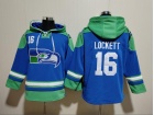 Seattle Seahawks #16 Tyler Lockett Blue Throwback Hoodies