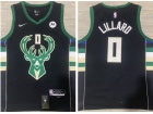 Milwaukee Bucks #0 Damian Lillard Black Jersey