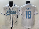 Detroit Lions #16 Jared Goff White Baseball Jersey