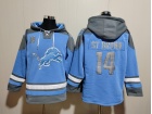 Detroit Lions #14 Amon-Ra St. Brown Baby Blue/Grey Hoodies