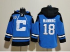 Indianapolis Colts #18 Peyton Manning Blue Throwback Hoodies