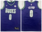 Milwaukee Bucks #0 Damian Lillard Purple Classic Jersey