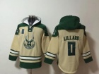 Milwaukee Bucks #0 Damian Lillard Cream Hoodie