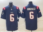 New England Patriots #6 Christian Gonzalez Blue Limited Jersey