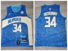 Milwaukee Bucks #34 Giannis Antetokounmpo 2024 Blue City Jersey