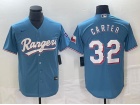 Texas Rangers #32 Evan Carter Baby Blue Cool Base Jersey