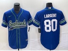 Seattle Seahawks #80 Steve Largent Blue Throwback Baseball Jersey