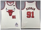 Chicago Bulls #91 Dennis Rodman Cream Throwback Jersey