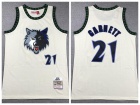 Minnesota Timberwolves #21 Kevin Garnett Cream Throwback Jersey