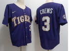 LSU Tigers #3 Dylan Crews Purple Baseball Jersey