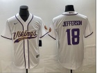 Minnesota Vikings #18 Justin Jefferson White Baseball Jersey