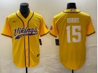 Minnesota Vikings #15 Joshua Dobbs Yellow Baseball Jersey