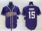 Minnesota Vikings #15 Joshua Dobbs Purple Baseball Jersey