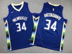 Youth Milwaukee Bucks #34 Giannis Antetokounmpo Blue 2024 City Jersey