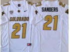 Colorado Buffaloes #21 Shilo Sanders White With Gold Number Limited Jersey