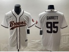 Cleveland Browns #95 Myles Garrett White Baseball Jersey