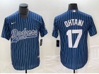 Los Angeles Dodgers #17 Shohei Ohtani Blue Pinstripes Baseball Jersey