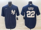 New York Yankees #22 Juan Soto Navy Blue Cool Base Jersey