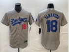 Los Angeles Dodgers #18 Yoshinobu Yamamoto Grey Alternate Flexbase Jersey