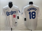 Los Angeles Dodgers #18 Yoshinobu Yamamoto White with Red Number Cool Base Jersey