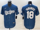 Los Angeles Dodgers #18 Yoshinobu Yamamoto Blue Pinstripes Cool Base Jersey