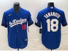 Los Angeles Dodgers #18 Yoshinobu Yamamoto Blue City with Red Number Cool Base Jersey