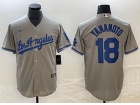 Los Angeles Dodgers #18 Yoshinobu Yamamoto Gray Cool Base Jersey