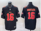 San Francisco 49ers #16 Joe Montana Black with Red Number/Gold Embroidery Fashion Limited Jersey