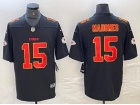 Kansas City Chiefs #15 Patrick Mahomes Black with Red Number/Gold Fashion Limited Jersey