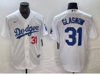 Los Angeles Dodgers #31 Tyler Glasnow White with Red Number Cool Base Jersey