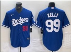 Los Angeles Dodgers #99 Joe Kelly Blue with Red Number Cool Base Jersey