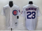 Chicago Cubs #23 Ryne Sandberg White Pinstripes Cool Base Jersey