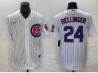 Chicago Cubs #24 Cody Bellinger White Pinstripes Cool Base Jersey