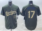 Nike Los Angeles Dodgers #17 Shohei Ohtani Green/Camo Salute to Service Jersey