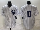 New York Yankees #0 White Pinstripes Cool Base Jersey