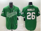 Philadelphia Eagles #26 Saquon Barkley Kelly Green Throwback Baseball Jersey