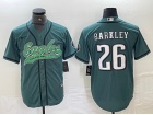 Philadelphia Eagles #26 Saquon Barkley Green Baseball Jersey