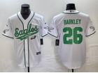 Philadelphia Eagles #26 Saquon Barkley White Baseball Jersey