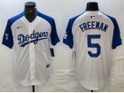 Los Angeles Dodgers #5 Freddie Freeman White with Blue Shoulders Cool Base Jersey