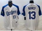 Los Angeles Dodgers #13 Max Muncy White with Blue Shoulders Cool Base Jersey