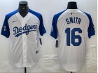 Los Angeles Dodgers #16 Will Smith White with Blue Shoulders Cool Base Jersey