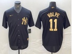 New York Yankee #11 Anthony Volpe Black Golden Cool Base Jersey