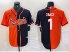 Cincinnati Bengals #1 Ja’Marr Chase Black/Orange Split Baseball Jersey