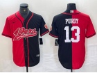 San Francisco 49ers #13 Brock Purdy Red/Black Split Baseball Jersey