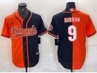 Cincinnati Bengals #9 Joe Burrow Black/Orange Split Baseball Jersey