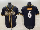 Pittsburgh Steelers #6 Patrick Queen Black Baseball Jersey