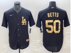 Los Angeles Dodgers #50 Mookie Betts Black Golden Jersey