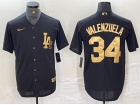 Los Angeles Dodgers #34 Fernando Valenzuela Black Golden Jersey