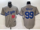 Los Angeles Dodgers #99 Joe Kelly Grey with Red Number Cool Base Jersey